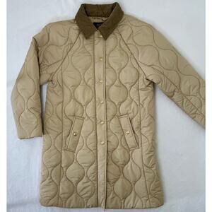 J. Crew Quilted Signature Puffer Coat XSP Insulated Warm Primaloft Beige Khaki